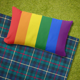 Outside Classic LGBTQ Gay Pride Rainbow Flag Lumbar Pillow