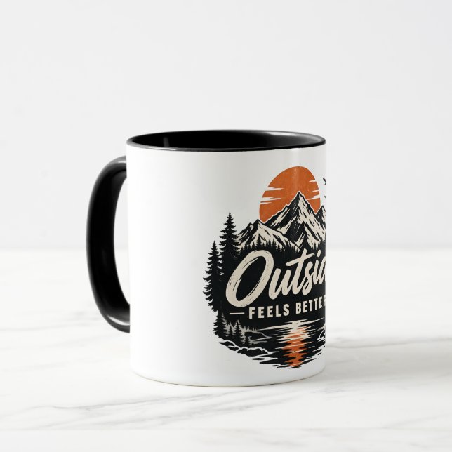 Outside Feels Better Mountain Nature Adventure Mug (Front Left)