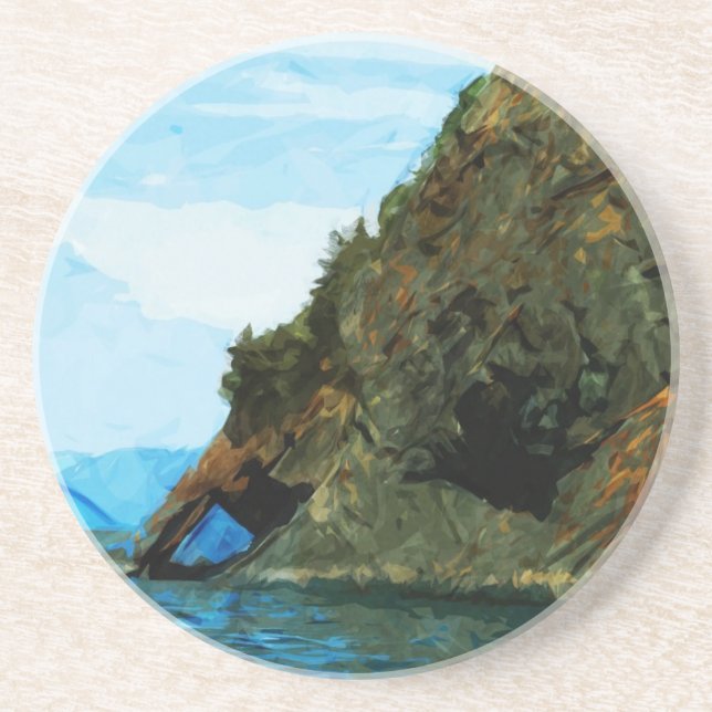 Outside the Bay of Seward Alaska Abstract Coaster (Front)