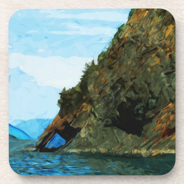 Outside the Bay of Seward Alaska Abstract Coaster (Front)