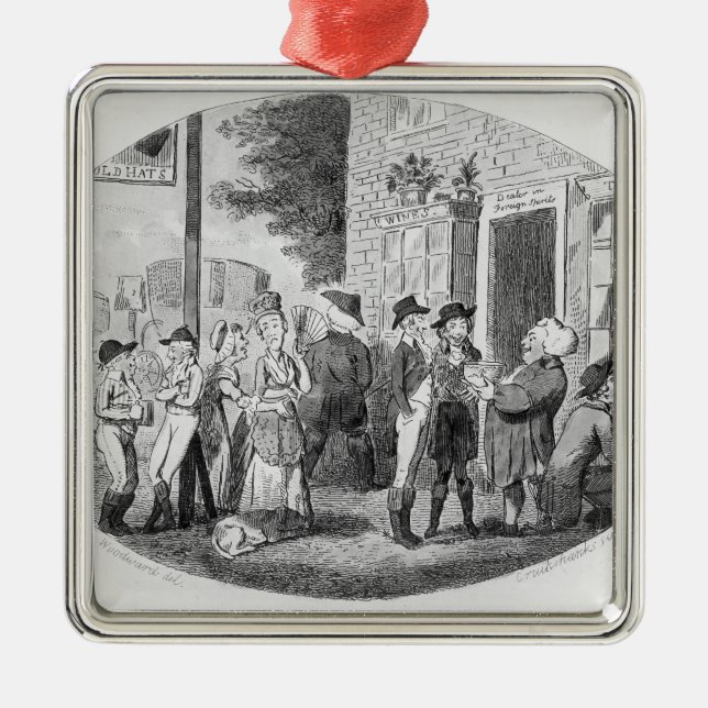 Outside the Old Hats Tavern Metal Ornament (Front)