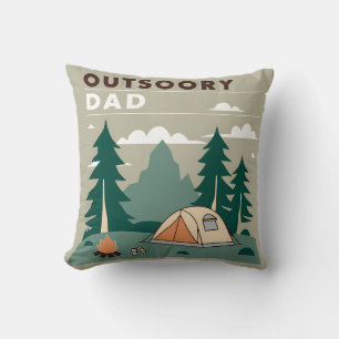 "Outsoory Dad": Camping and Wilderness Retreat Throw Pillow