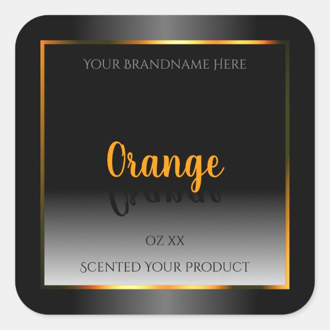 Outstanding Black White Product Label Orange Frame (Front)