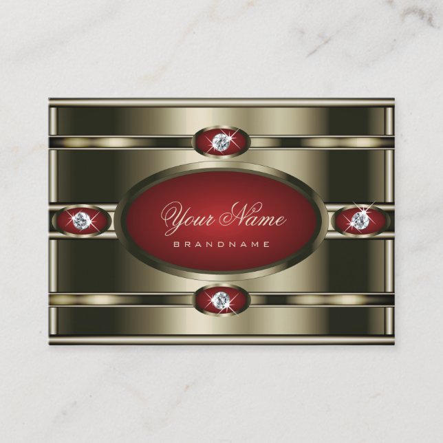 Outstanding Chrome Effect with Dark Red Gradient Business Card (Front)