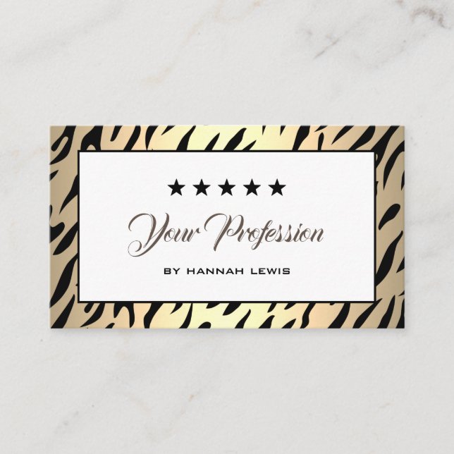 Outstanding Gold Tiger Minimalistic Professional Business Card (Front)