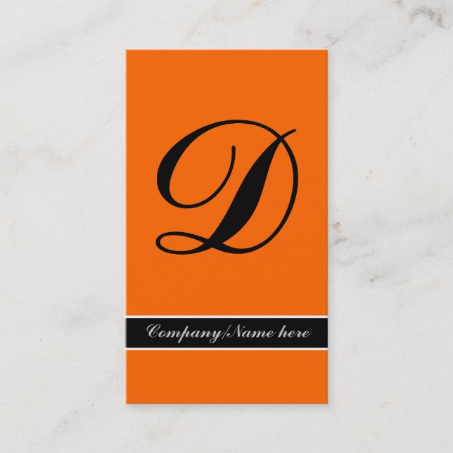 Outstanding monogram orange black business cards (Front)