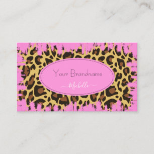 Outstanding Pink Leopard Pattern Custom Services Business Card