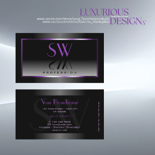 Outstanding Purple Black White Gradient Monogram Business Card