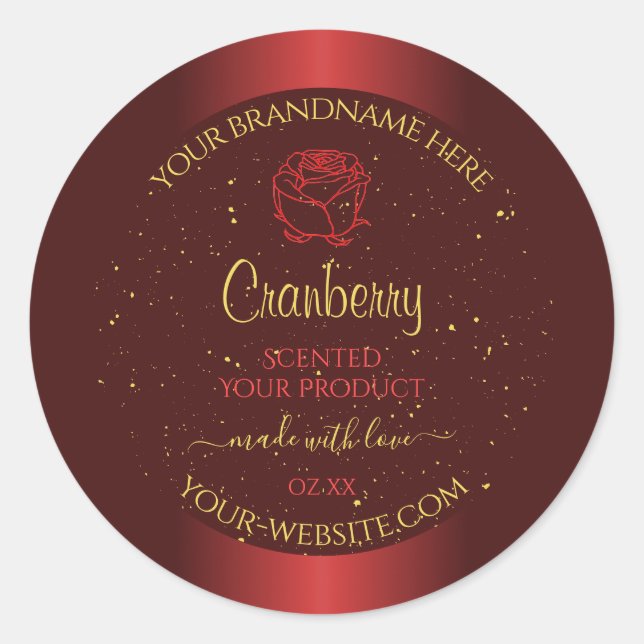 Outstanding Red Product Labels Gold Glitter Floral (Front)