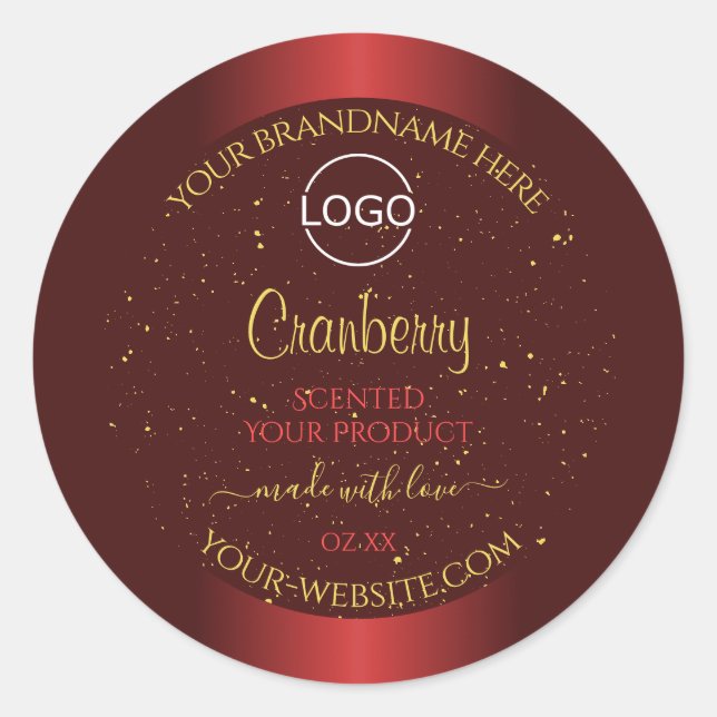 Outstanding Red Product Labels Gold Glitter Logo (Front)