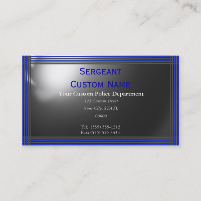 Outstanding Thin Blue Line Custom Business Cards (Front)