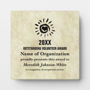 Outstanding Volunteer of the Year Award Plaque