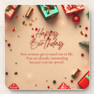 Outstanding Woman Birthday Coaster