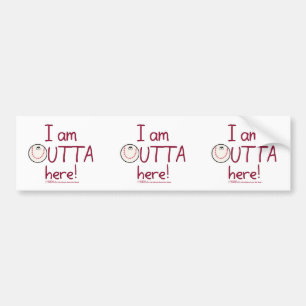 Outta Here! Baseball Character Bumper Sticker