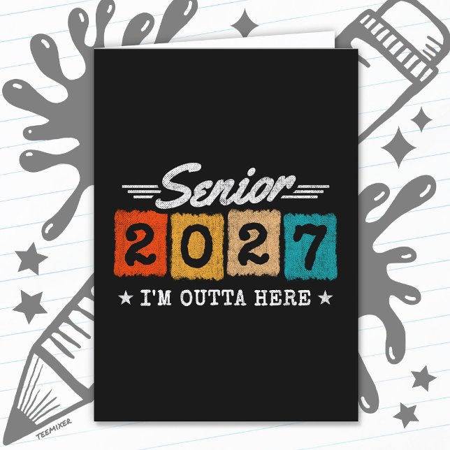 Outta Here Graduation Quote Senior Class of 2027 Card (Creator Uploaded)