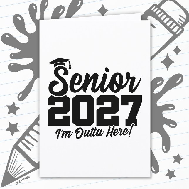 Outta Here Graduation Quote Senior Class of 2027 Card (Creator Uploaded)