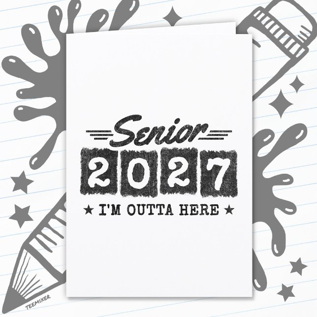 Outta Here Graduation Retro Senior Class of 2027 Card (Creator Uploaded)