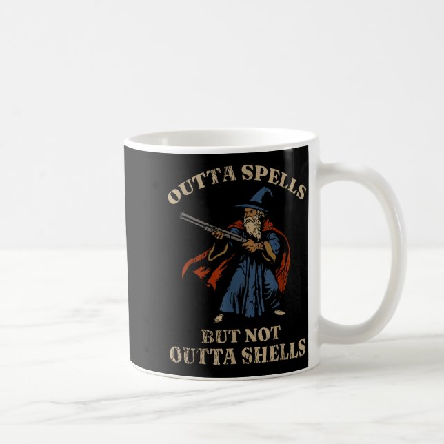 Outta Spells But Not Outta Shells Funny Wizard Coffee Mug (Right)