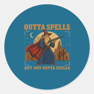 Outta Spells But Not Outta Shells Wizard Fantasy M Classic Round Sticker