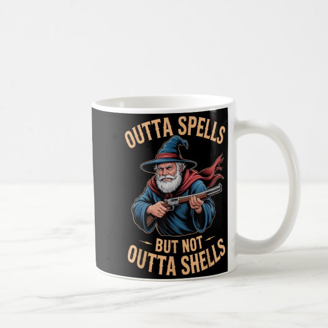 Outta Spells But Not Outta Shells Wizard Fantasy M Coffee Mug (Right)