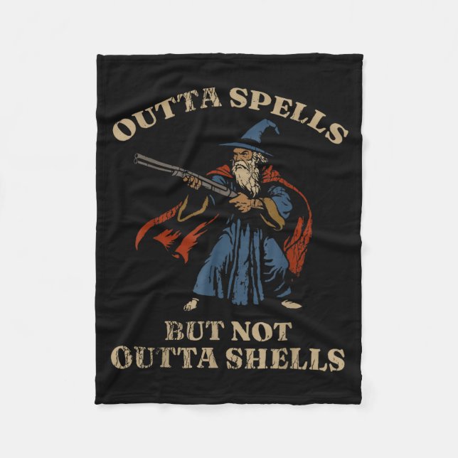 Outta Spells But Not Outta Shells Wizard Fantasy M Fleece Blanket (Front)