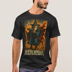 Outta Spells But Not Outta Shells Wizard Fantasy M T-Shirt