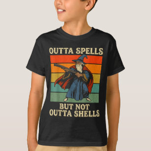 Outta Spells But Not Outta Shells Wizard Retro Fan T-Shirt
