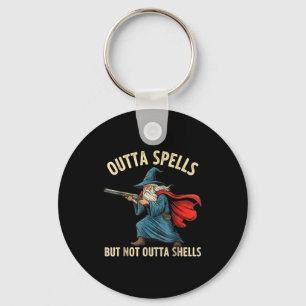 Outta Spells But Not Shells Wizard Meme Keychain