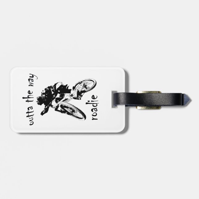 Outta The Way Roadie Mountain Bike Luggage Tag (Back Horizontal)