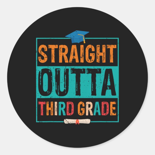 Outta Third Grade Summer Vacation Graduation  Classic Round Sticker (Front)