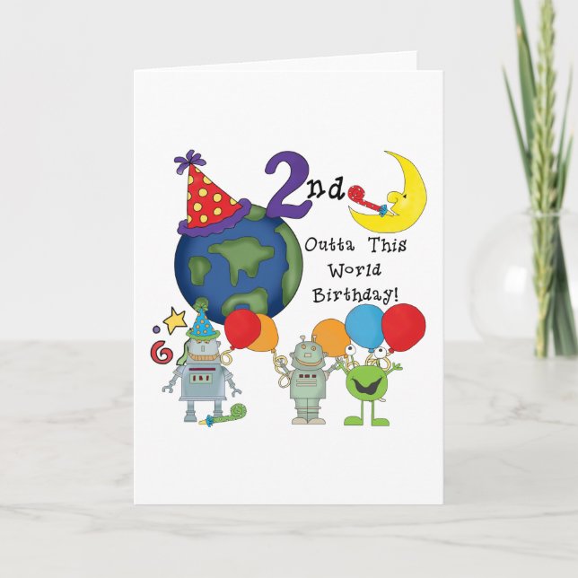 Outta This World 2nd Birthday Tshirts Card (Front)