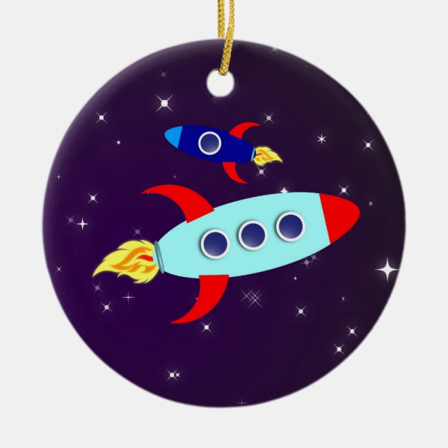 Outta This World! Boy Ceramic Ornament (Front)