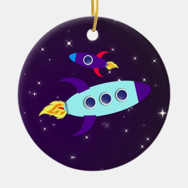 Outta This World! Girl Ceramic Ornament (Front)