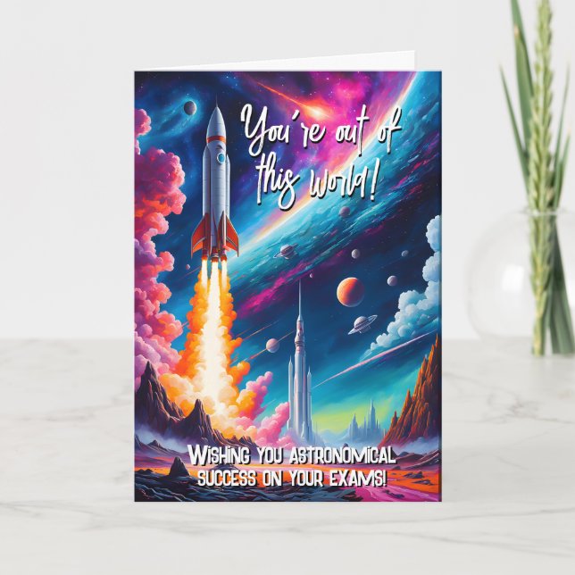 outta this world Good Luck exams GCSE ALevel SAT Card (Front)