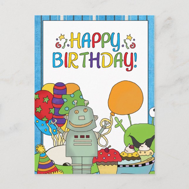 Outta This World Robot Invitations d'anniversaire (Devant)
