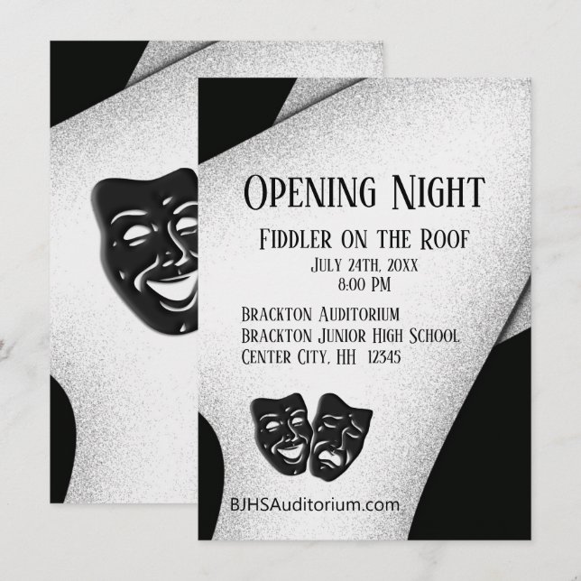 Ouverture Théâtre de nuit Masques Invitation (Devant / Derrière)