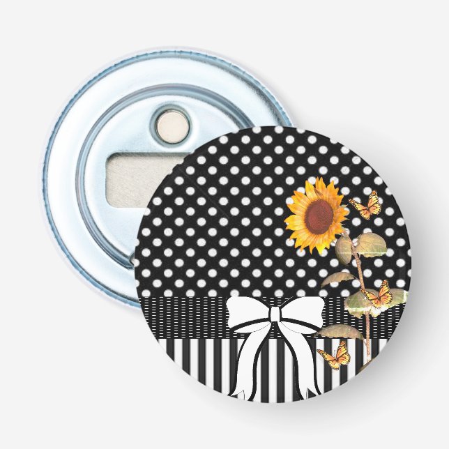 Ouvre-bouteille à bouton Tournesol Polkadot (Devant)
