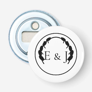 Ouvre-bouteille de mariage à monogramme botanique