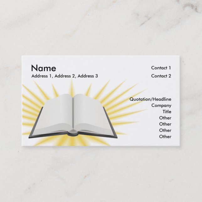 Ouvrez la conception de carte de visite de livre (Devant)