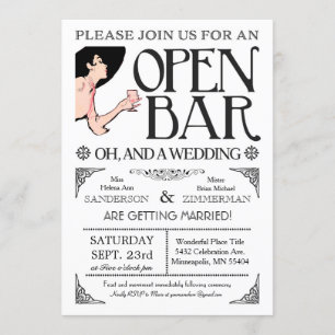 Ouvrez les invitations de barre et d'un mariage