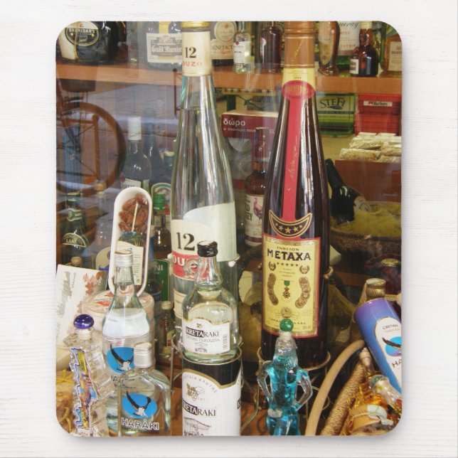 Ouzo and metaxa alcohol mouse pad (Front)