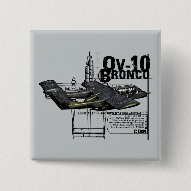 OV-10 Bronco 2 Inch Square Button (Front)