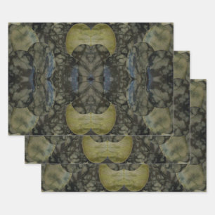 Oval Banded Agate Gemstone Four Part Pattern  Wrapping Paper Sheet