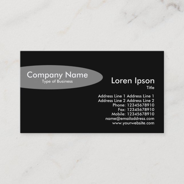 Oval - Black Business Card (Front)