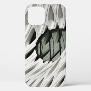 Oval black tint glass panel on white surface iPhone 12 case