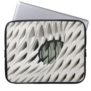 Oval black tint glass panel on white surface laptop sleeve