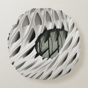 Oval black tint glass panel on white surface round pillow