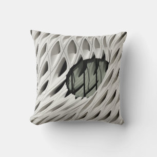 Oval black tint glass panel on white surface throw pillow