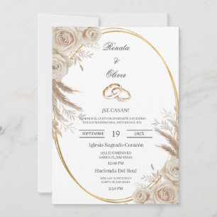 Oval Boho wedding ring Spanish Wedding Invitation