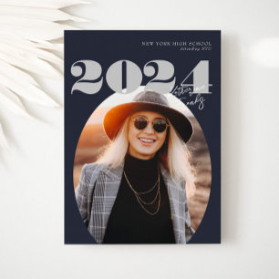 Oval Bold Modern Class of 2024 Photo Graduation Invitation